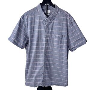 Hurley Button Down Shirt Men XXL Blue Striped Short Sleeve Classic Fit Cotton